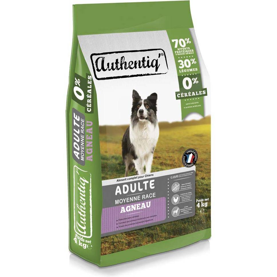 Authentiq - Croquettes pour Chien de Moyenne Taille à l'Agneau AUTHENTIQ' 4kg