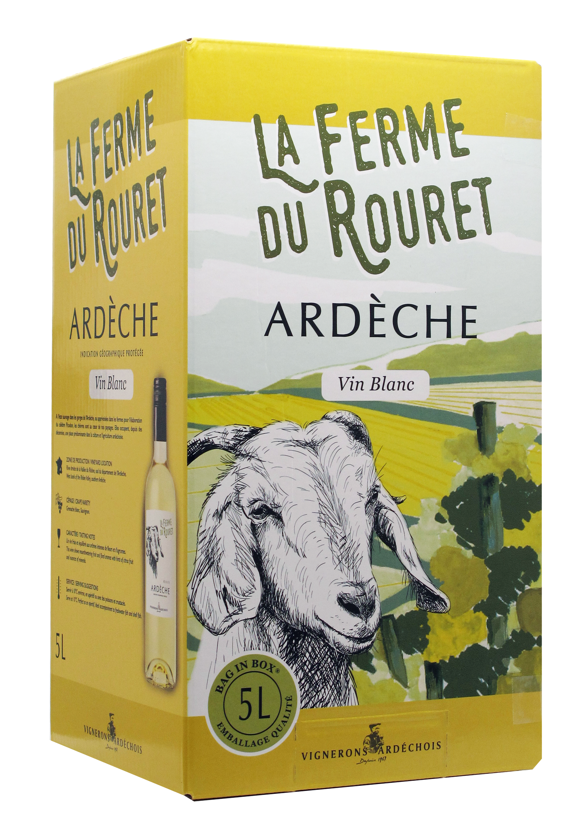 Les Vignerons Ardechois - Vin blanc IGP Ardèche 5 l - Ardèche par nature