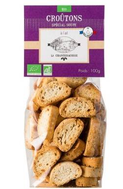Biscotterie la Chanteracoise - Croûtons bio à l'ail 100 g - Biscotterie La Chanteracoise