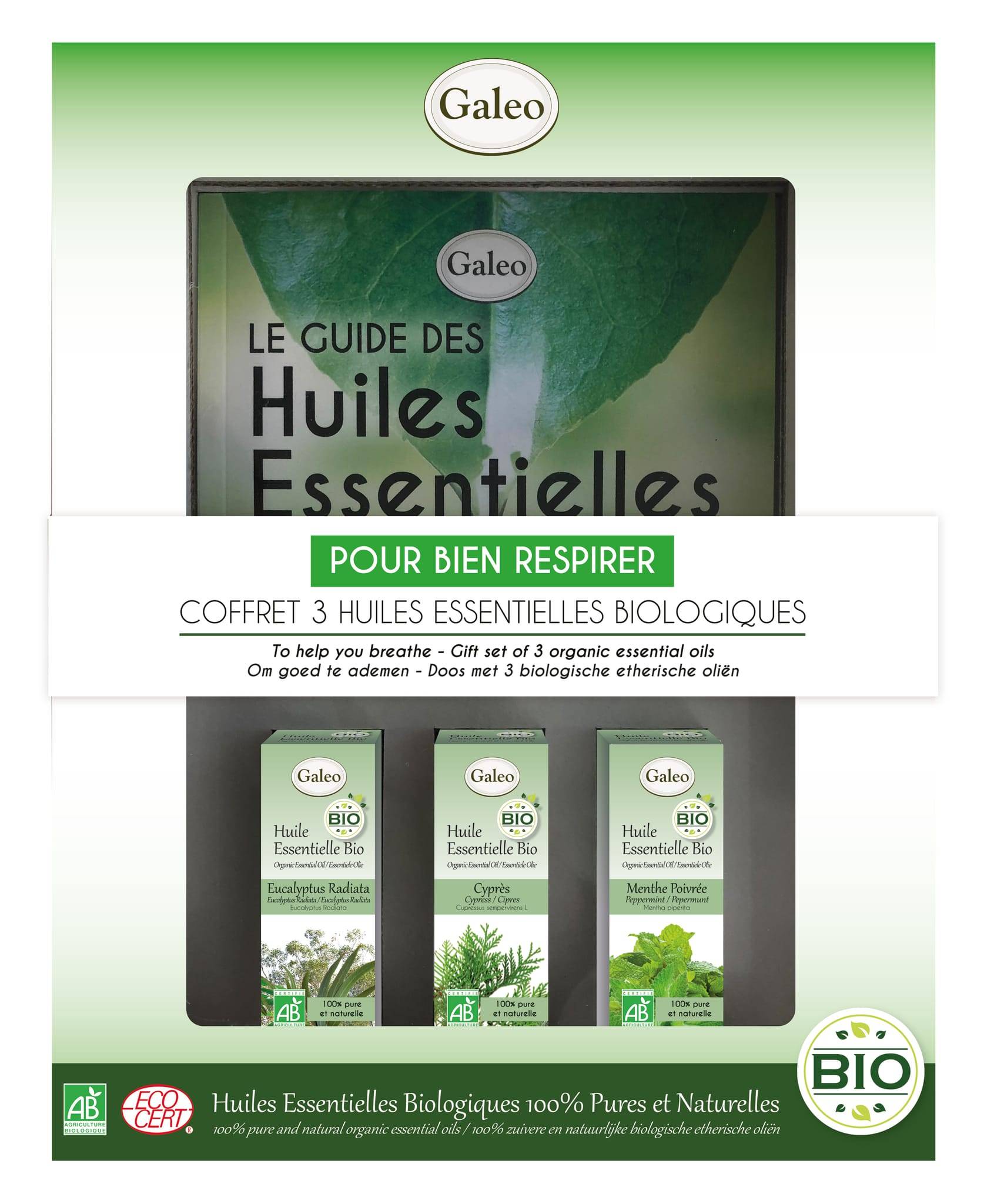 Galeo - Coffret 3 huiles essentielles bio respirer + le guide offert - Image 1