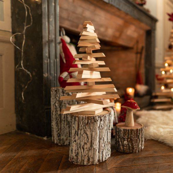 Sapin de Noël en bois 40 cm - Image 1