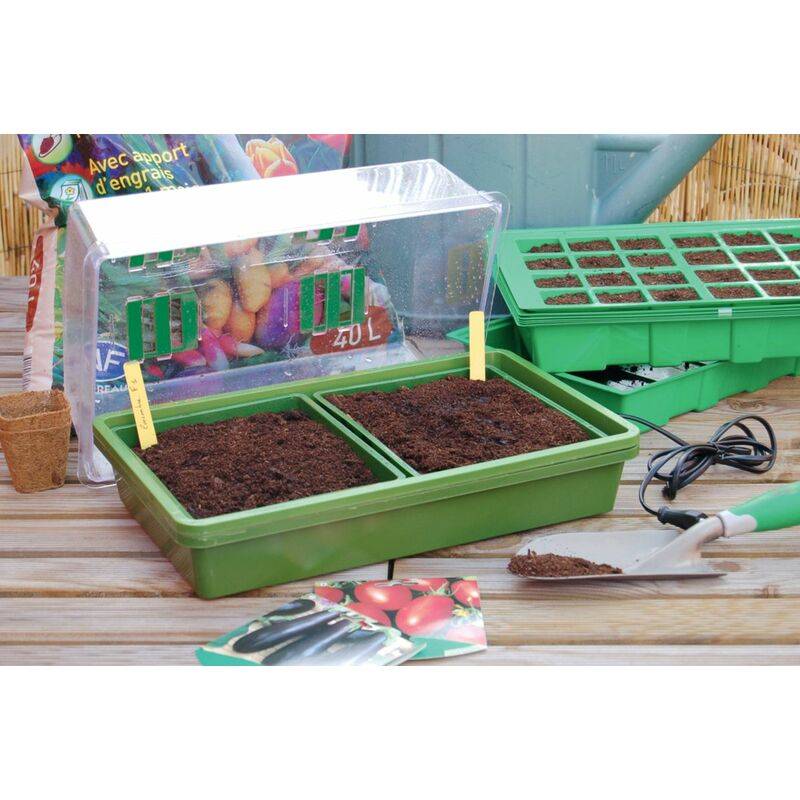 Nortène - HEATING GROW mini Serre chauffante  vert / transparent 39x25x20cm - Image 6