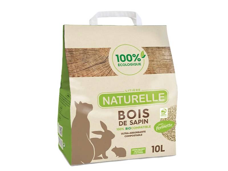 Litière naturelle pour chat rongeurs oiseaux en bois de sapin 10 L - DEMAVIC