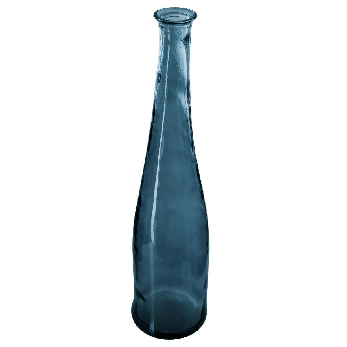 Vase long verre recyclé bleu D 18 cm H 80 cm - ATMOSPHERA - Image 1