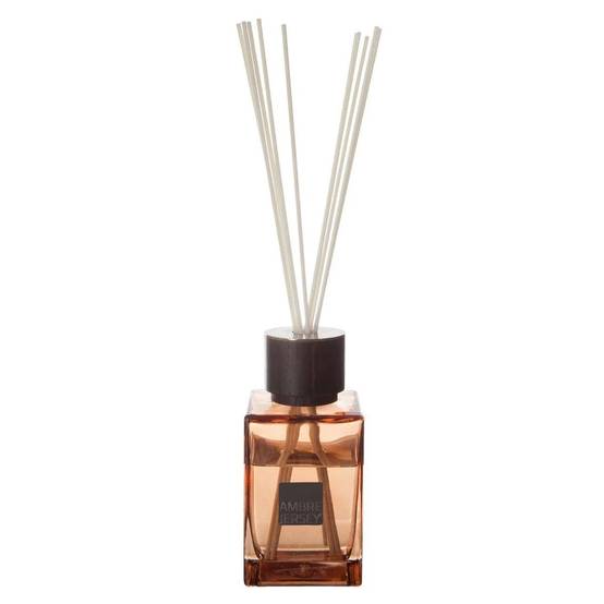 Diffuseur de Parfum Verre Bois Noir 8,2 x 8,2 x 17,4 cm Ambre et Jersey – ATMOSPHERA - Image 1