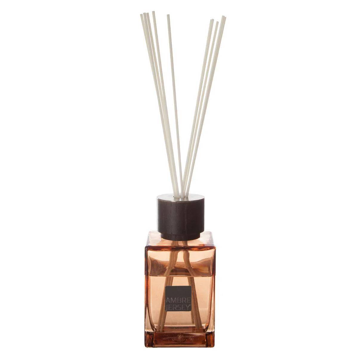Diffuseur de Parfum Verre Bois Noir 8,2 x 8,2 x 17,4 cm Ambre et Jersey – ATMOSPHERA - Image 1