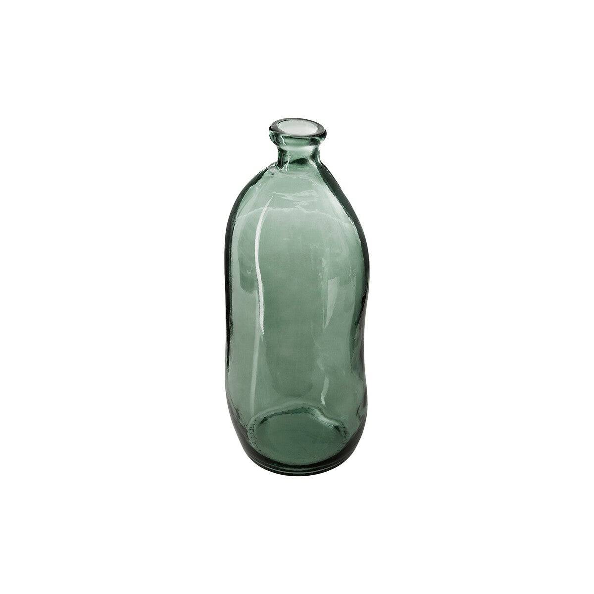 Vase bouteille en verre recyclé vert kaki H 35 cm - ATMOSPHERA
