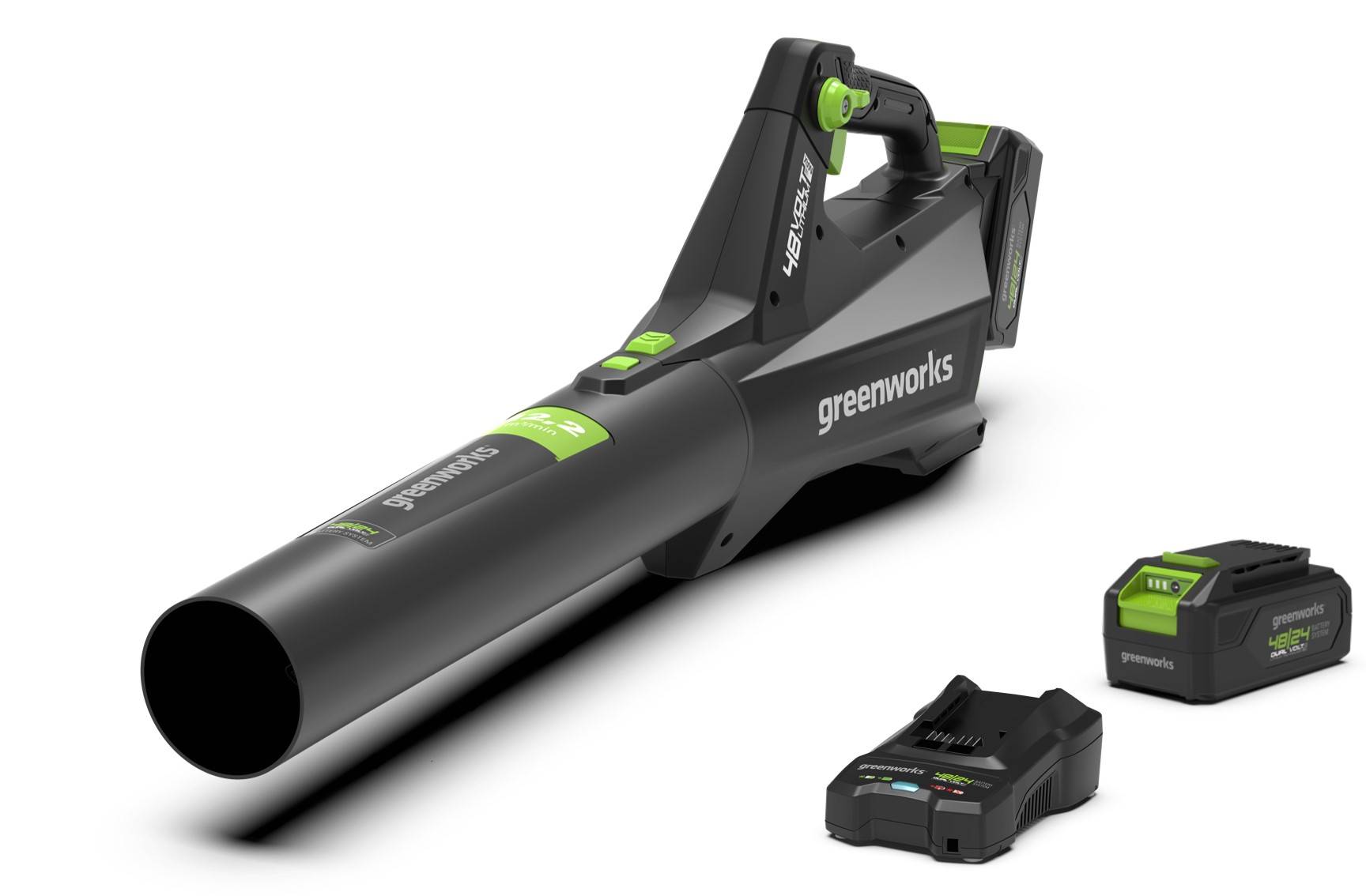 Greenworks - Souffleur feuilles élec à batt G48ABK2 DVT 48V Av batt/chargeur - Image 1