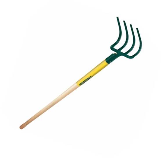 Croc de jardin 4 dents triangulaires acier vert manche bois 130cm - LEBORGNE - Image 5