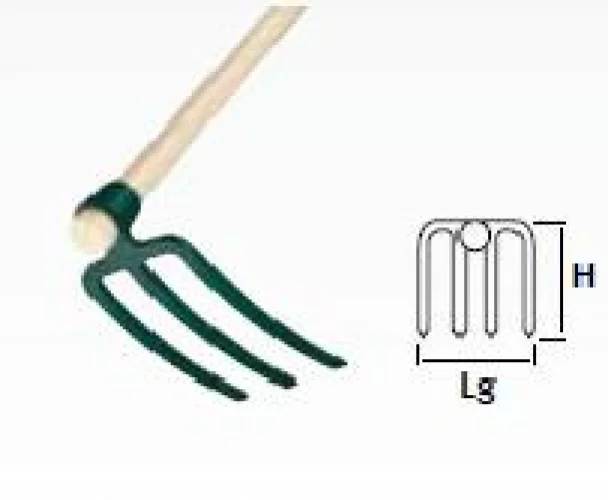 Croc de Jardin 3 Dents Plates Acier Vert Manche Bois 110 cm – LEBORGNE - Image 5
