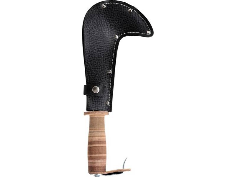 Serpe de chasseur manche cuir avec étui 20 cm - LEBORGNE - Image 1