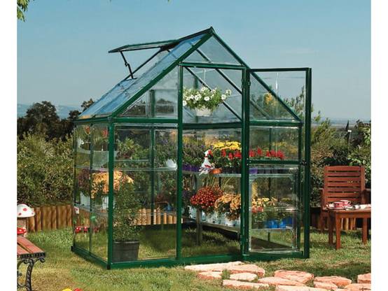 Canopia by Palram - Serre de jardin polycarbonate aluminium vert 2,3 m² Harmony avec embase - Canopia by Palram - Image 1