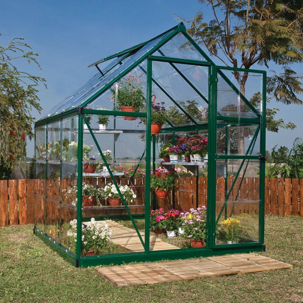 Canopia by Palram - Serre de jardin polycarbonate aluminium vert 3,4 m² Harmony avec embase - Canopia by Palram - Image 3