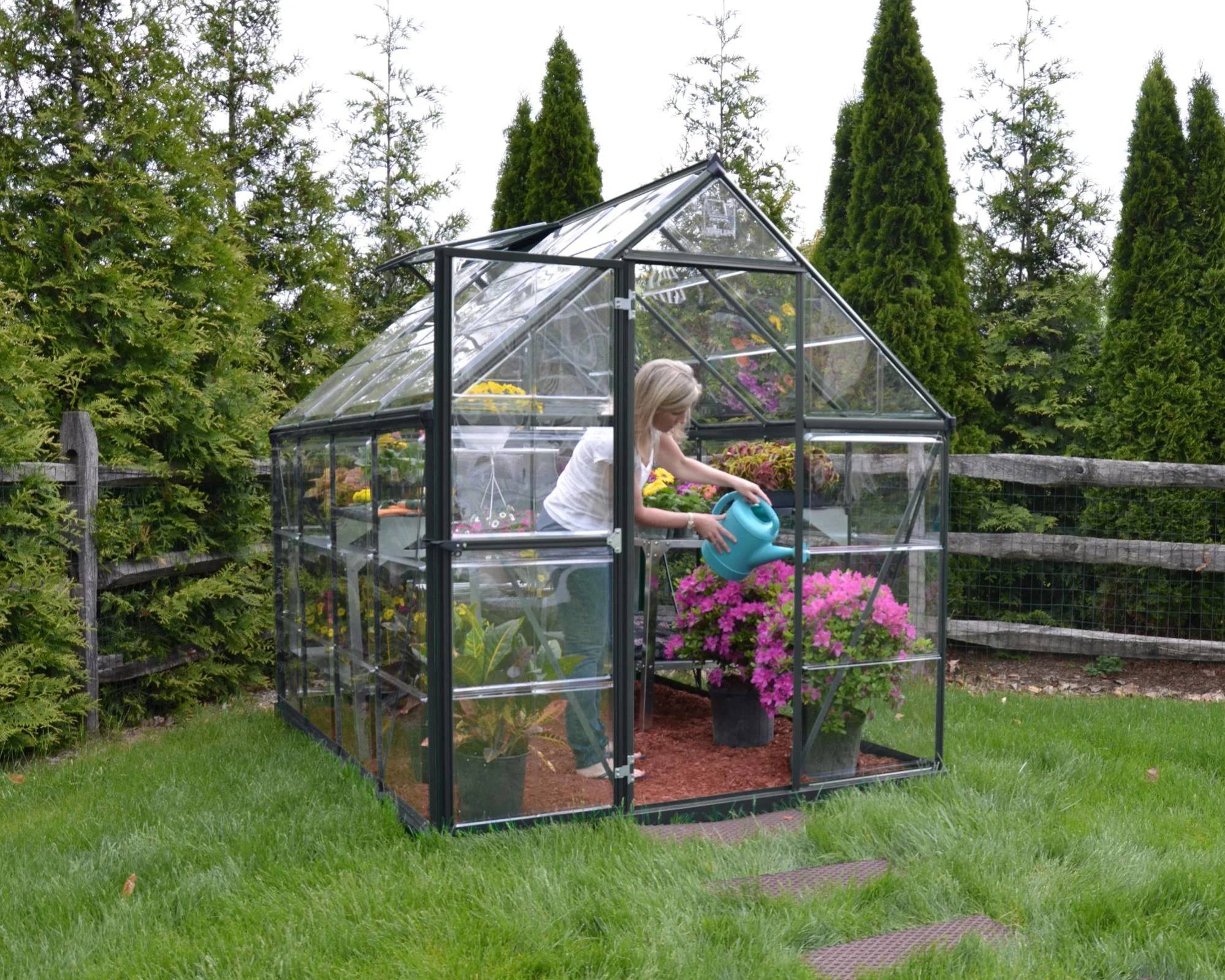 Canopia by Palram - Serre de jardin polycarbonate aluminium anthracite 4,6 m² Harmony avec embase - Canopia by Palram - Image 10