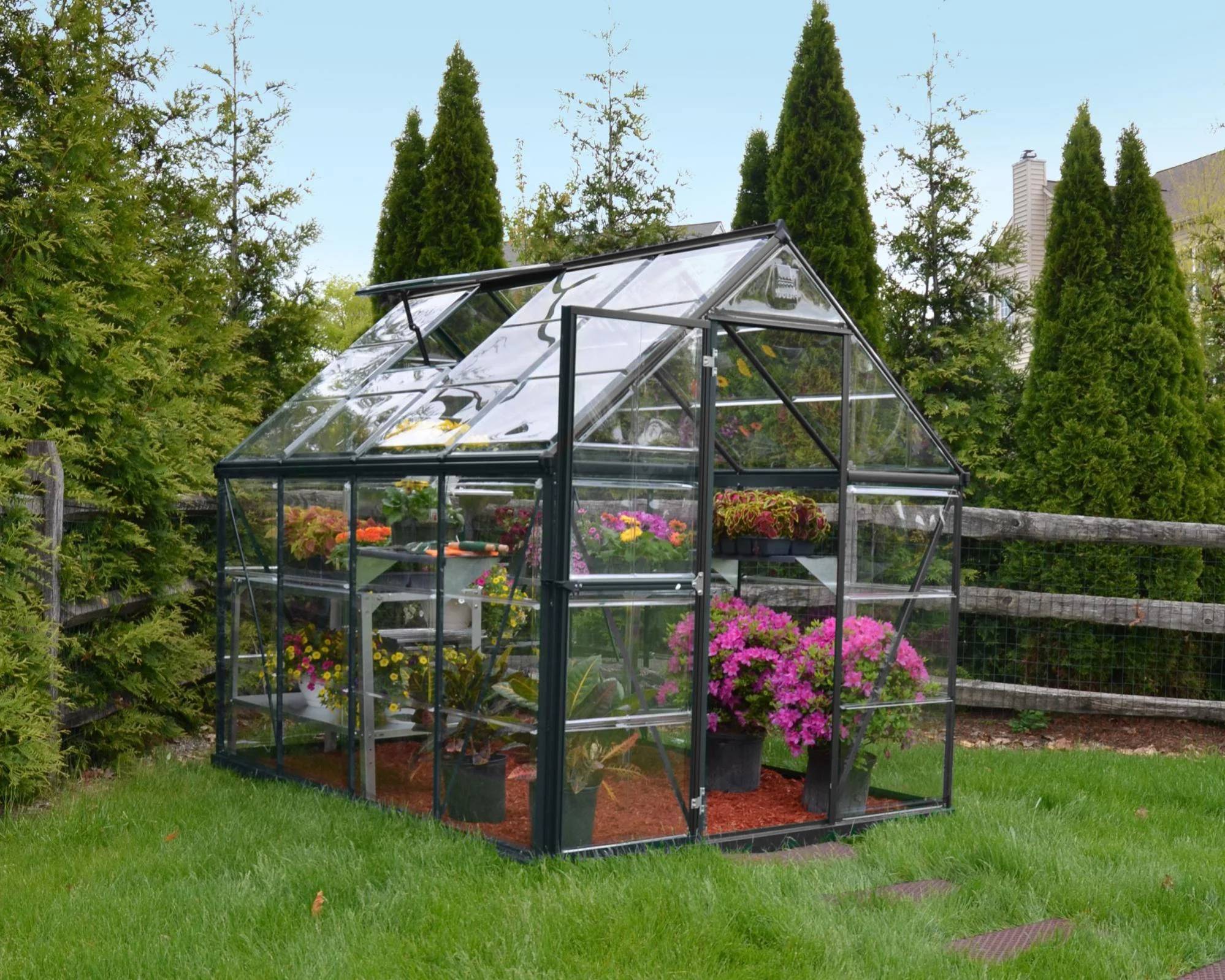 Canopia by Palram - Serre de jardin polycarbonate aluminium anthracite 4,6 m² Harmony avec embase - Canopia by Palram - Image 11