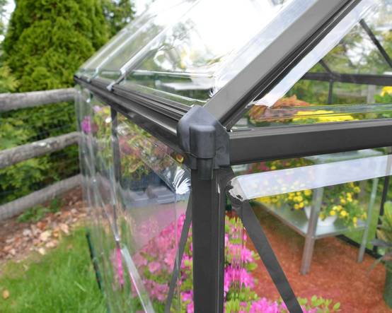 Canopia by Palram - Serre de jardin polycarbonate aluminium anthracite 4,6 m² Harmony avec embase - Canopia by Palram - Image 14