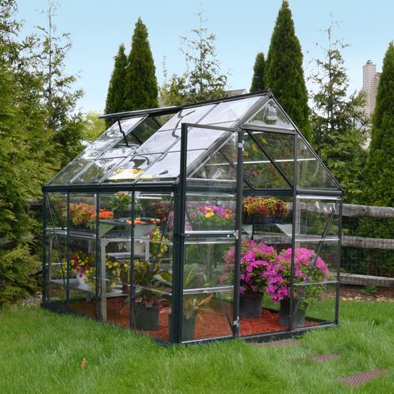 Canopia by Palram - Serre de jardin polycarbonate aluminium anthracite 4,6 m² Harmony avec embase - Canopia by Palram - Image 6