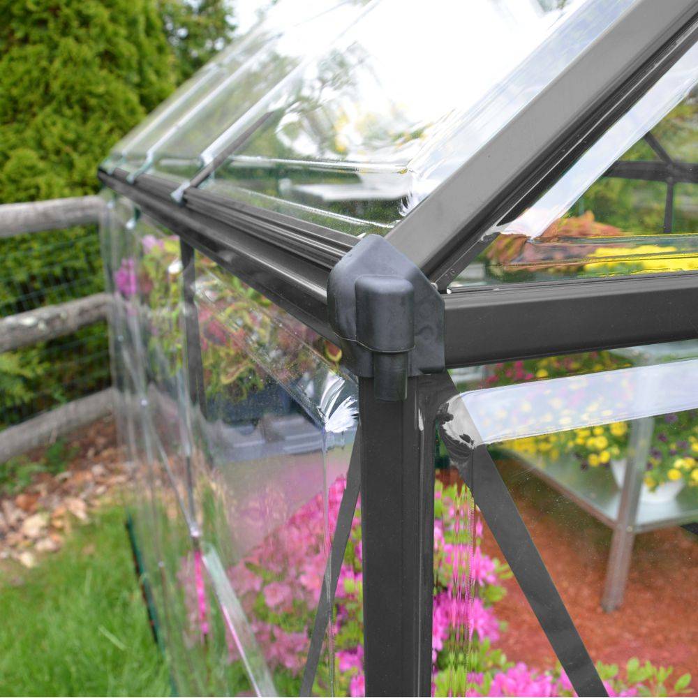Canopia by Palram - Serre de jardin polycarbonate aluminium anthracite 4,6 m² Harmony avec embase - Canopia by Palram - Image 4
