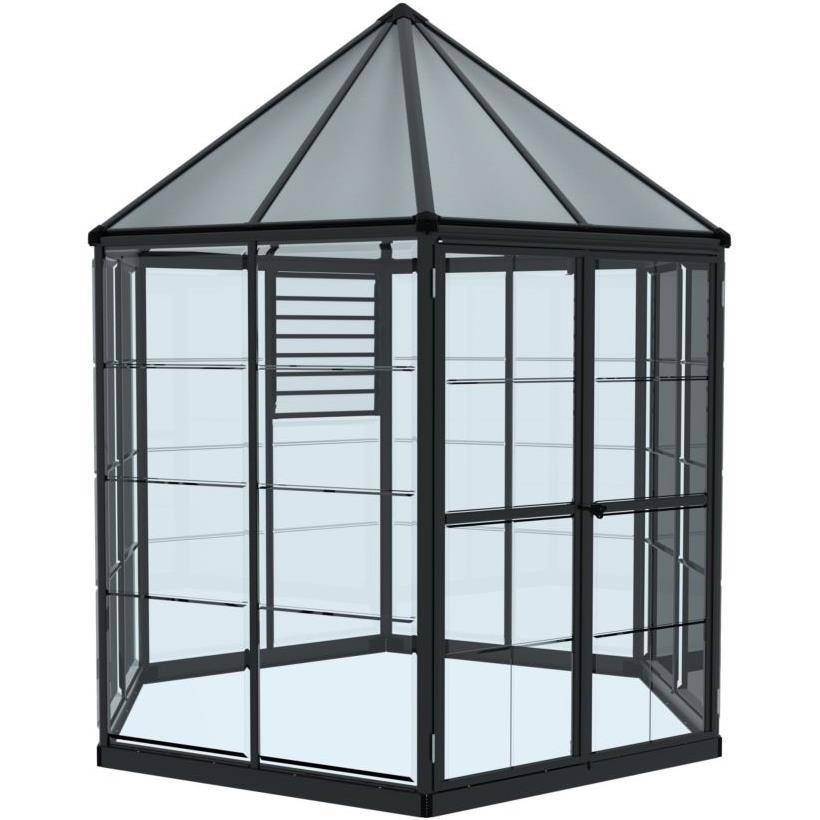 Canopia by Palram - Serre de jardin polycarbonate aluminium anthracite 3,9 m² Oasis avec embase - Canopia by Palram - Image 3