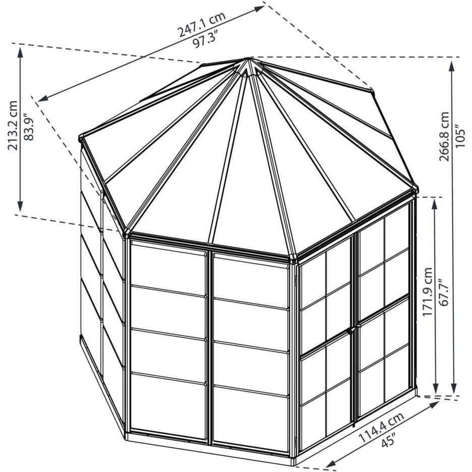 Canopia by Palram - Serre de jardin polycarbonate aluminium anthracite 3,9 m² Oasis avec embase - Canopia by Palram - Image 5