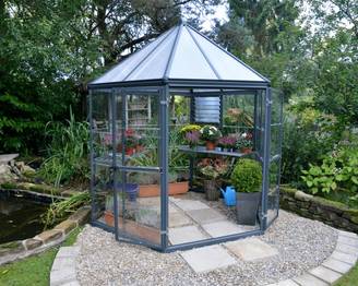 Canopia by Palram - Serre de jardin polycarbonate aluminium anthracite 3,9 m² Oasis avec embase - Canopia by Palram