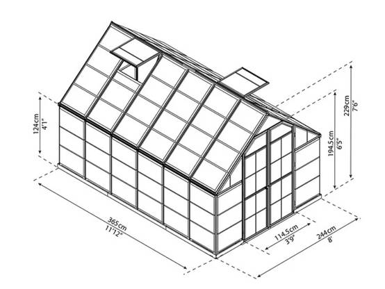 Canopia by Palram - Serre de jardin polycarbonate aluminium brut 9 m² Octave avec embase - Canopia by Palram - Image 9