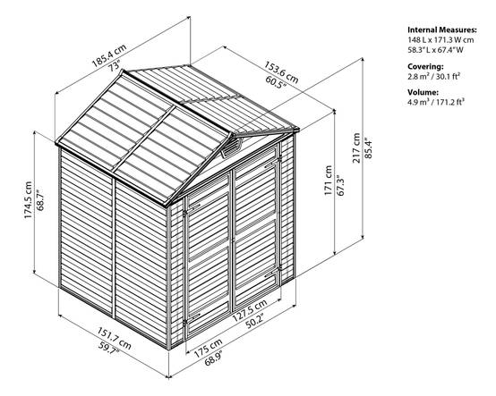 Canopia by Palram - Palram - Abri de Jardin Polycarbonate Skylight Amber 6x5 2,7m2 - Image 15