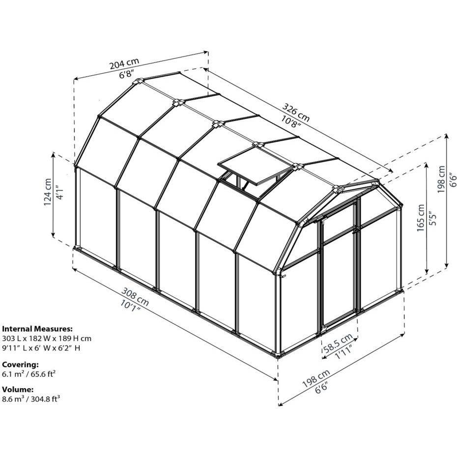 Canopia by Palram - Serre de jardin Polycarbonate Vert 6,3 m² EcoGrow - PALRAM - Image 11