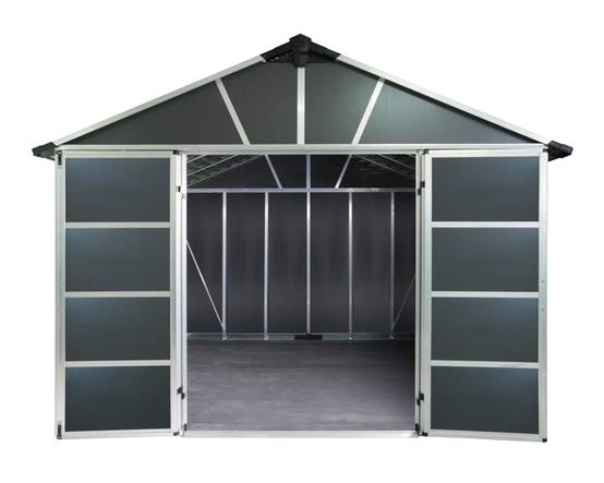 Canopia by Palram - Abri de jardin Polycarbonate Yukon avec plancher 11,7 m² Gris – PALRAM - Image 1