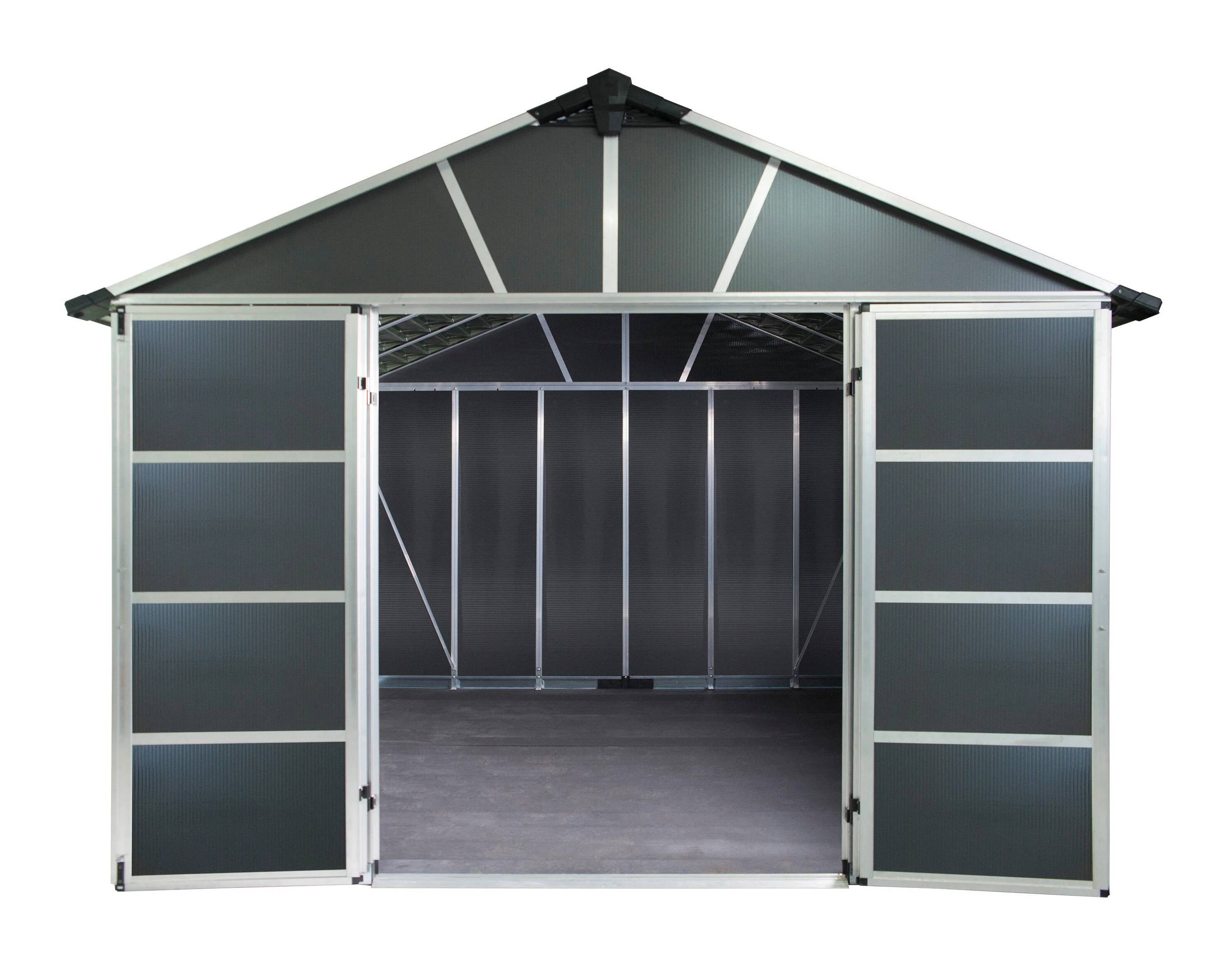 Canopia by Palram - Abri de jardin Polycarbonate Yukon avec plancher 11,7 m² Gris – PALRAM - Image 1