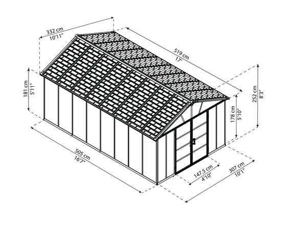 Canopia by Palram - Palram - Abri de Jardin Polycarbonate Yukon avec plancher 17,2m2 - Image 10