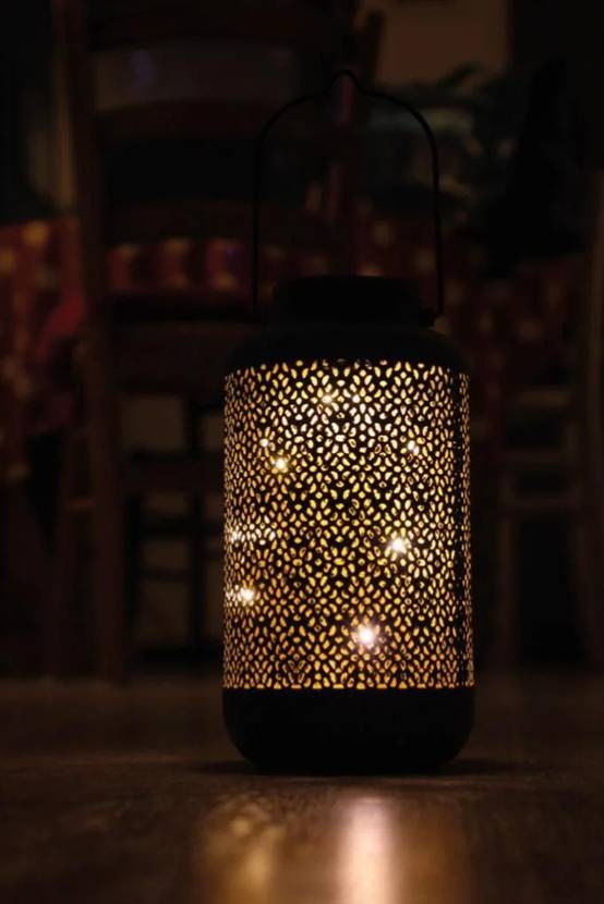 Watt & Home - Lanterne solaire Alhambra métal noir Ø 12 cm H 25 cm - WATT & HOME - Image 7