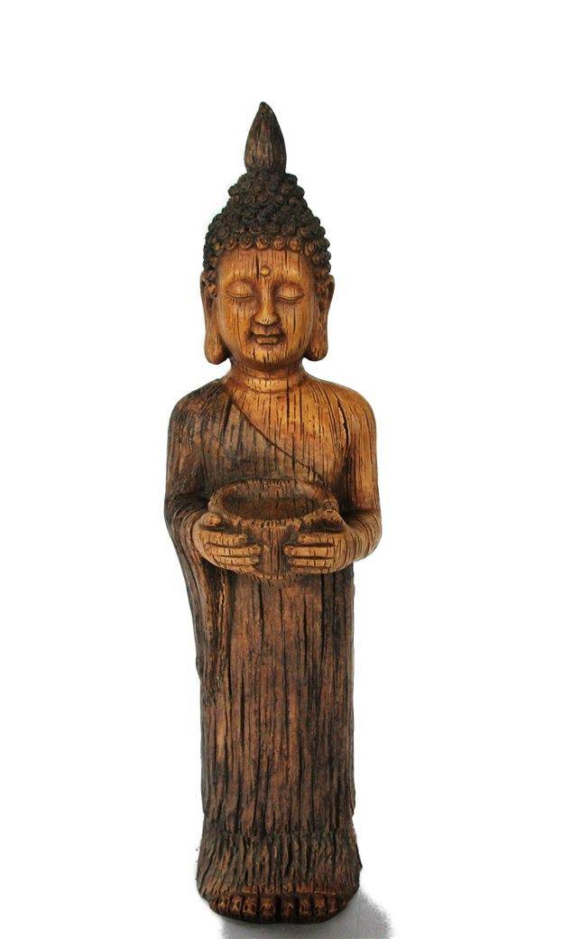 Ciddeco - Ciddeco - Bouddha résine imitation bois L.23 x l.23 x H.87 cm