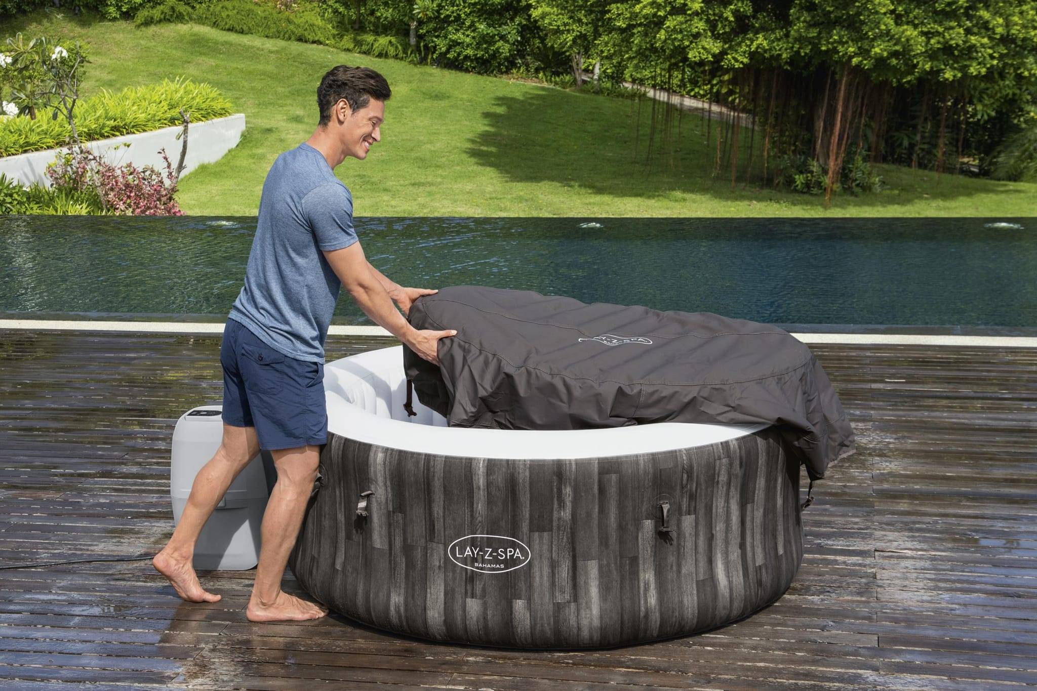 Bestway - Bestway - Spa gonflable Bahamas motif bois L.221 x l.180 x H.66cm - Image 2
