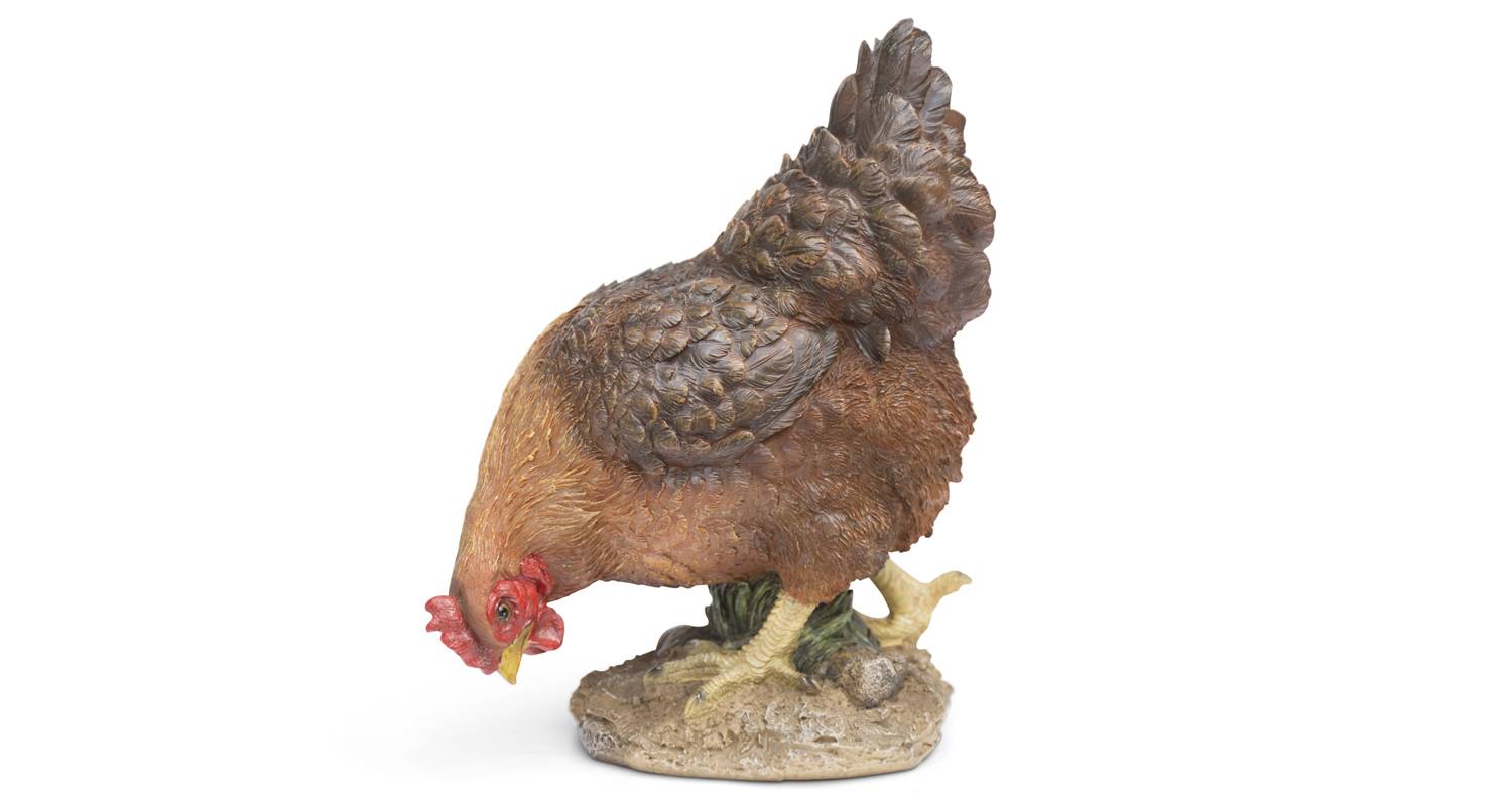 Garden ID - Garden ID - Poule brun picorant polyrésine L.20 x l.13 x H.27 cm - Image 1