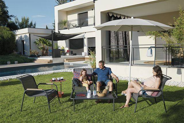 Fermob - Fauteuil de jardin acier textilène carbone Coolside Lounge Fermob - Image 3