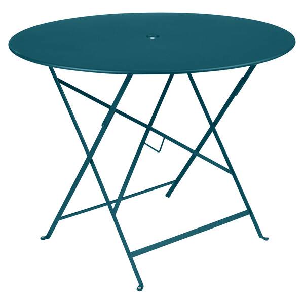 Fermob - Table de jardin ronde pliante acier bleu acapulco 4 personnes Bistro Fermob