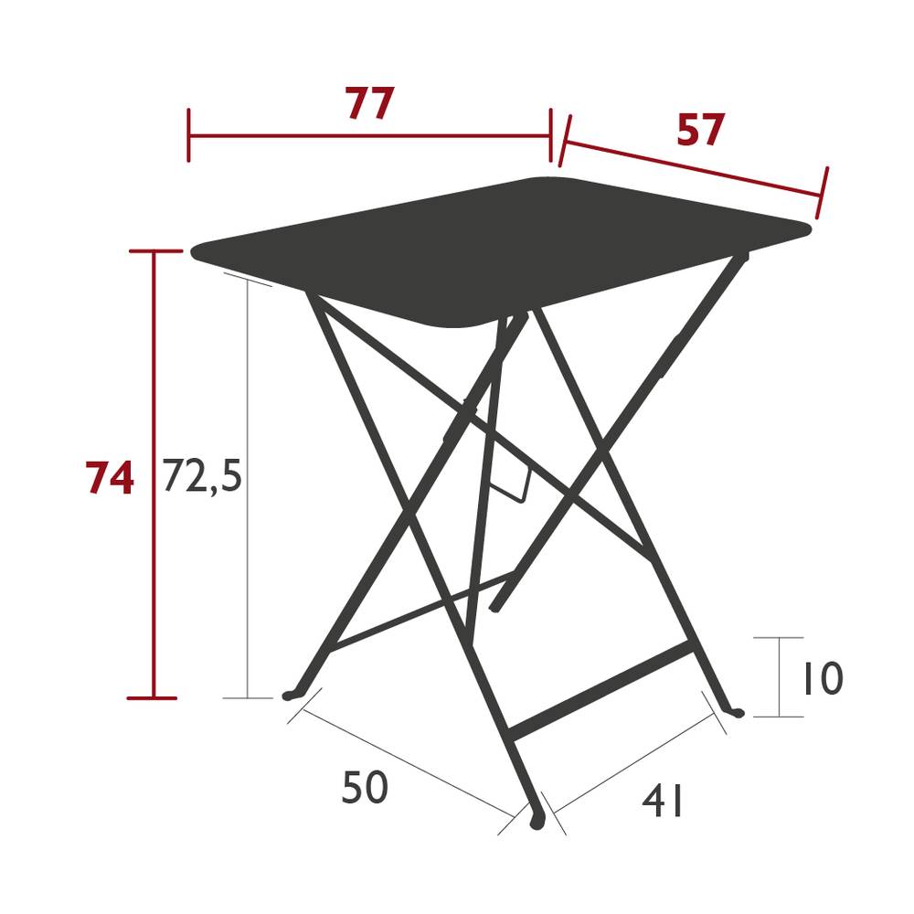Table de jardin pliante acier 2 personnes 77x57cm vert opaline Bistro Fermob - Image 5