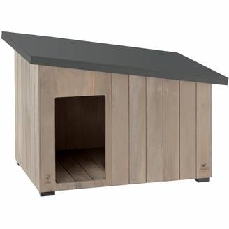 Niche pour chien en bois de pin nordique taupe L.114.5 cm l.73 cm H.81 cm - Ferplast