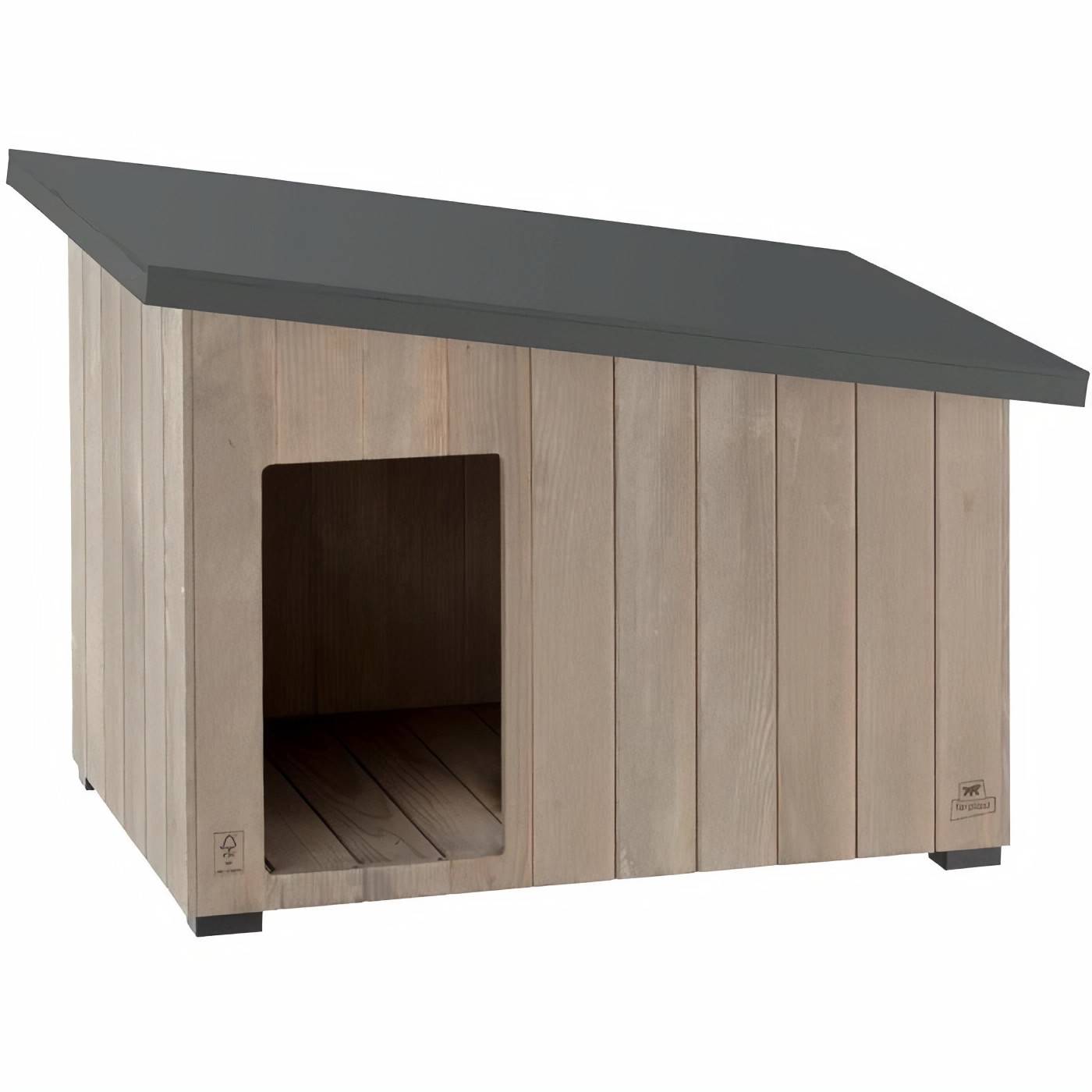 Niche pour chien en bois de pin nordique taupe L.114.5 cm l.73 cm H.81 cm - Ferplast