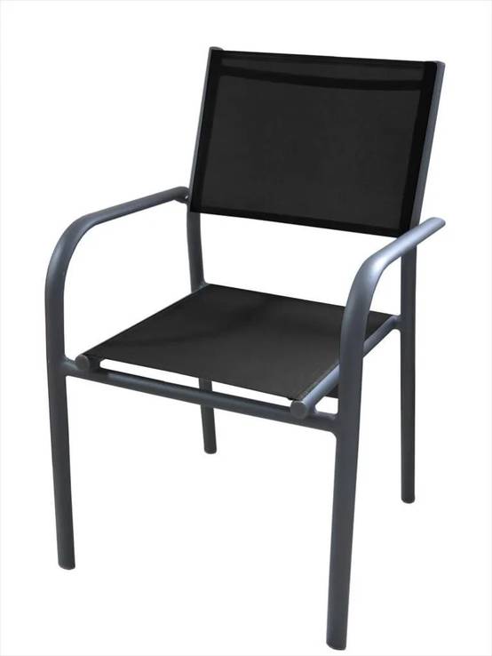 Fauteuil Textilène Aluminium DUCA Graphite noir - Image 1
