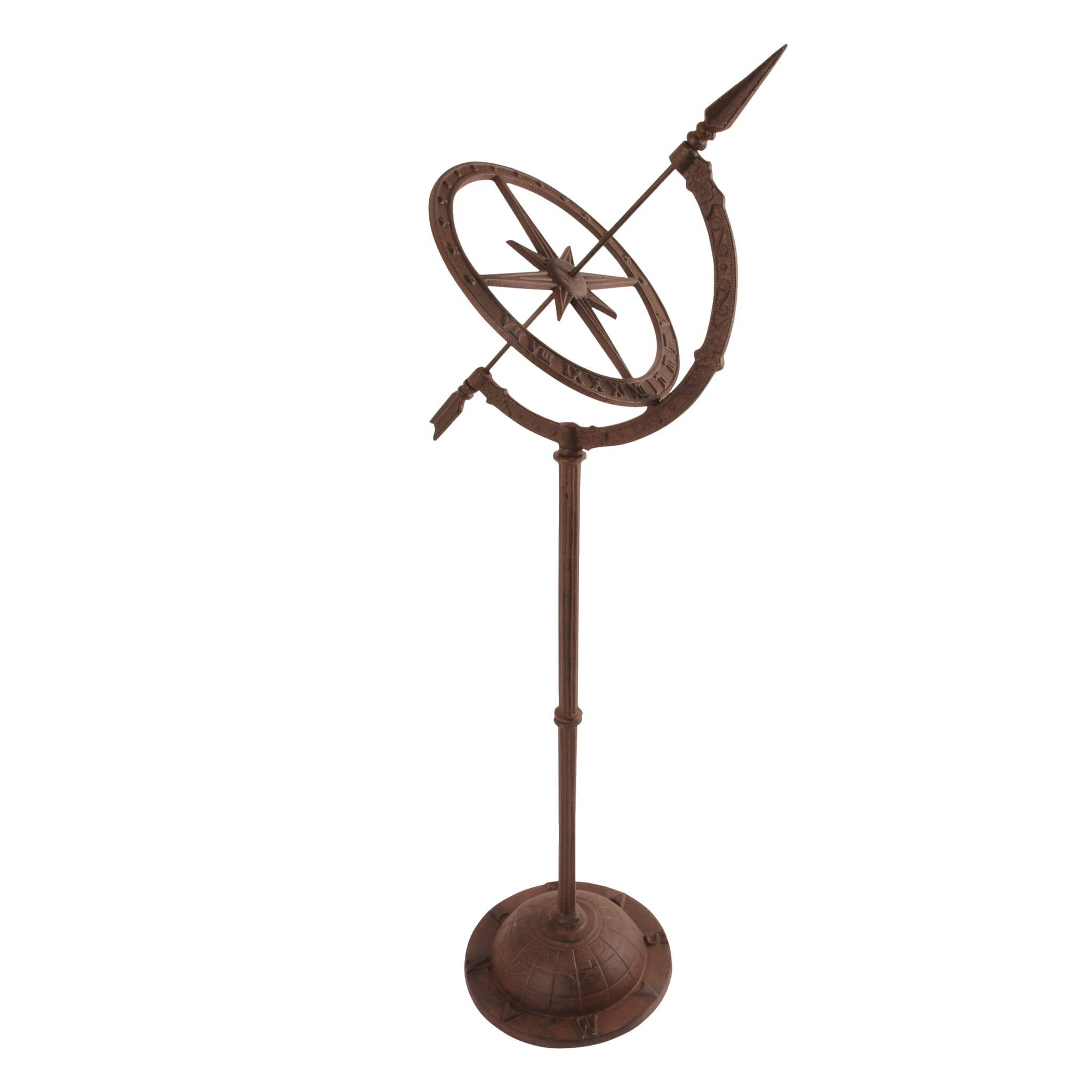 Cadran solaire Sur Pied Fonte Rouille H 93 cm L 32 cm P 24,5 cm – ESSCHERT DESIGN - Image 1