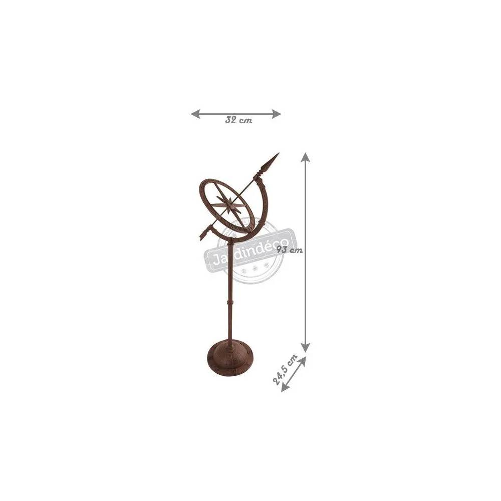 Cadran solaire Sur Pied Fonte Rouille H 93 cm L 32 cm P 24,5 cm – ESSCHERT DESIGN - Image 2