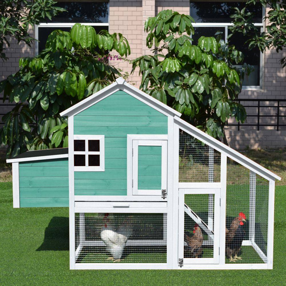 NONAME - Poulailler en bois vert Jeannette 2-3 poules - L.171 x l.66 x H.121 cm - Image 1