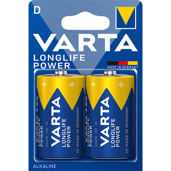 Piles Alcalines LR20 D 1,5V 2 unités - VARTA