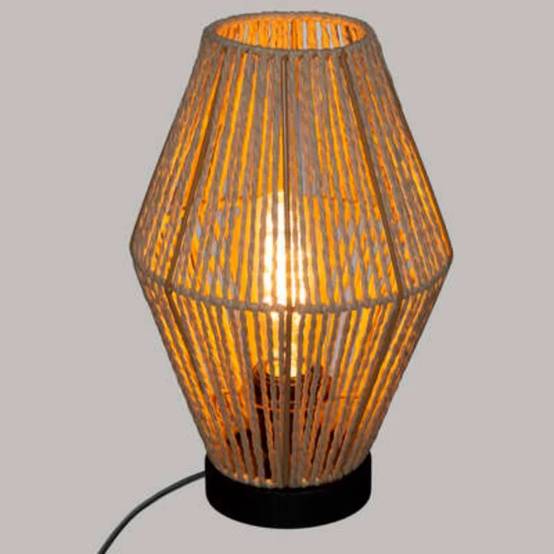Lampe à poser Papier Fer Bois Naturel Ø 19 cm H 32 cm - ATMOSPHERA - Image 1