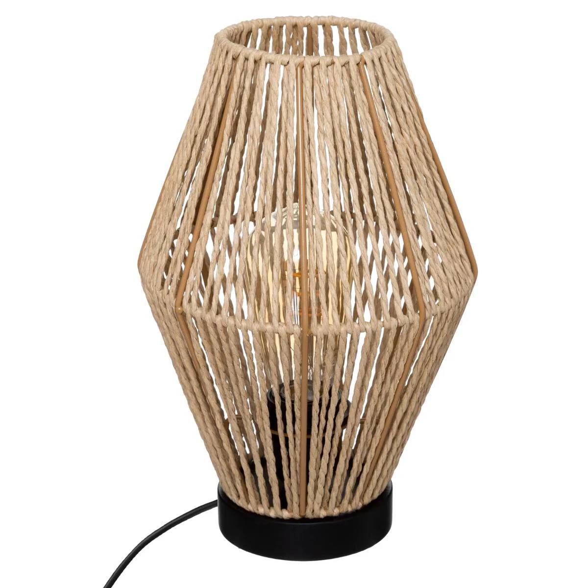 Lampe à poser Papier Fer Bois Naturel Ø 19 cm H 32 cm - ATMOSPHERA - Image 2