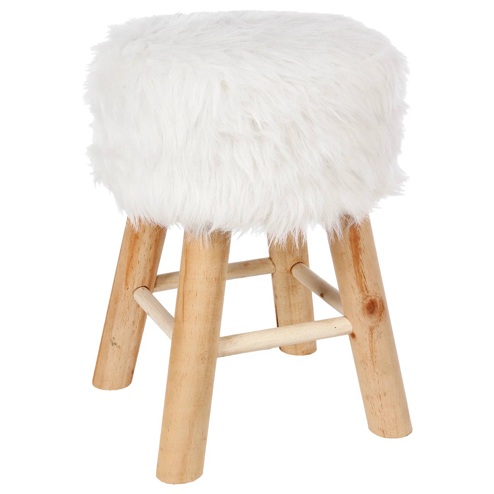 Tabouret effet fourrure blanc Ø 30 cm H 42 cm - ATMOSPHERA - Image 9