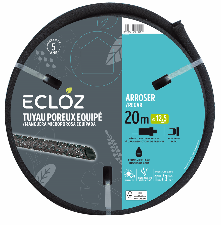 Ecloz - Tuyau poreux arrosage 12,5 mm x 20 m kit réducteur - ECLOZ