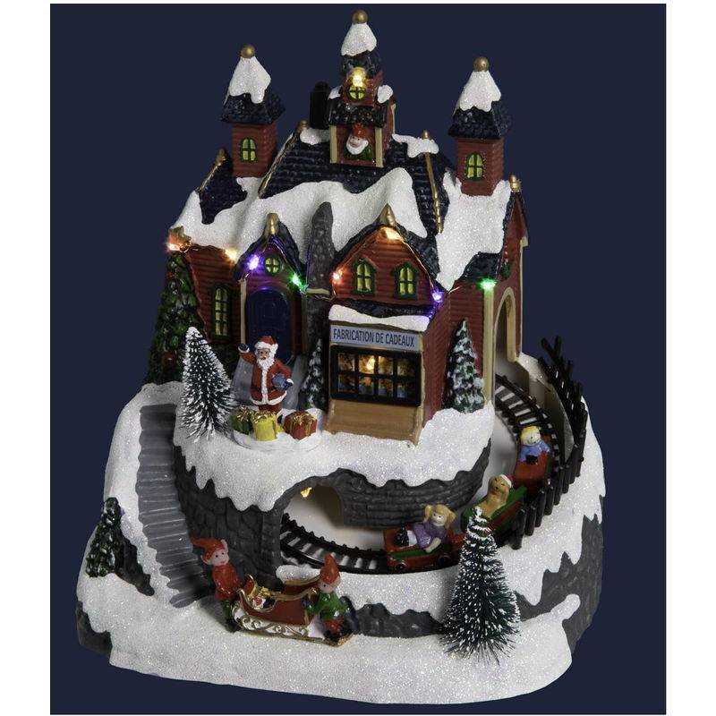 Ville de Noël décoratif PVC Multicolore L. 19 x P. 15 x H. 21,5 cm - JARDIDECOR